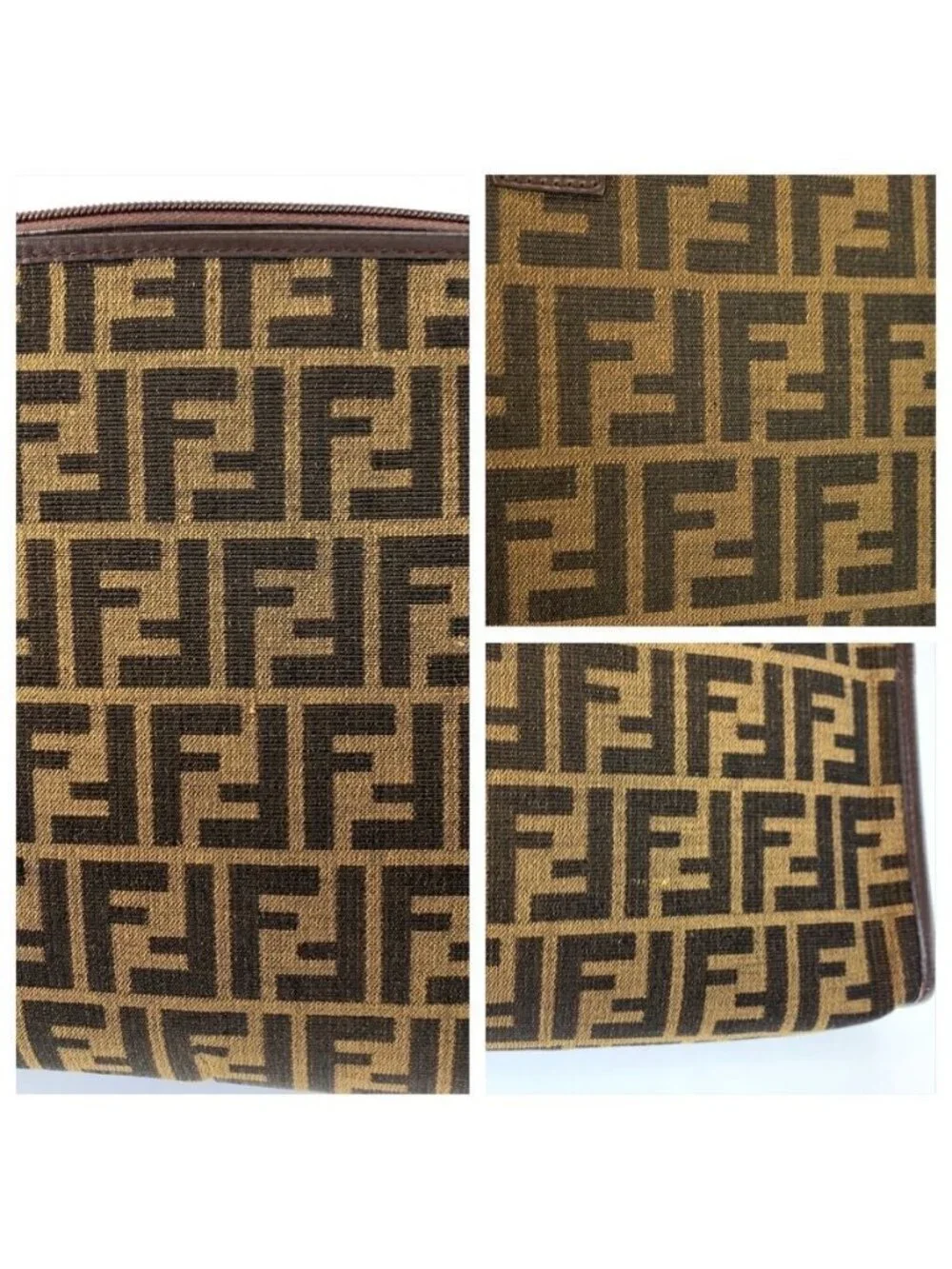 Fendi Vintage Zucca Brown Canvas Clutch Bag